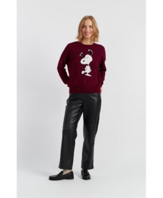 Women's Wool-Cashmere Dancing Snoopy Sweater