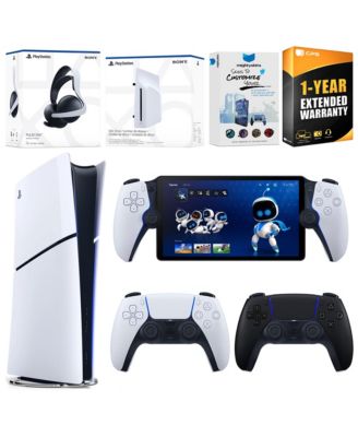 PlayStation 5 Slim Digital Bundle with Disc Drive, Extra Controller, Pulse Elite Headset, PlayStation Portal, MightySkins Voucher and 1 Year Ext