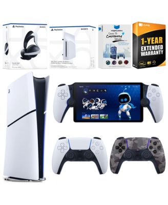 PlayStation 5 Slim Digital Bundle with Disc Drive, Extra Controller, Pulse Elite Headset, PlayStation Portal, MightySkins Voucher and 1 Year Ext