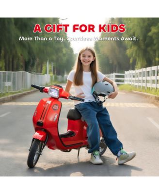 24V Kids Motorcycle with Rear Suspension, Lights for 8-12 Years,