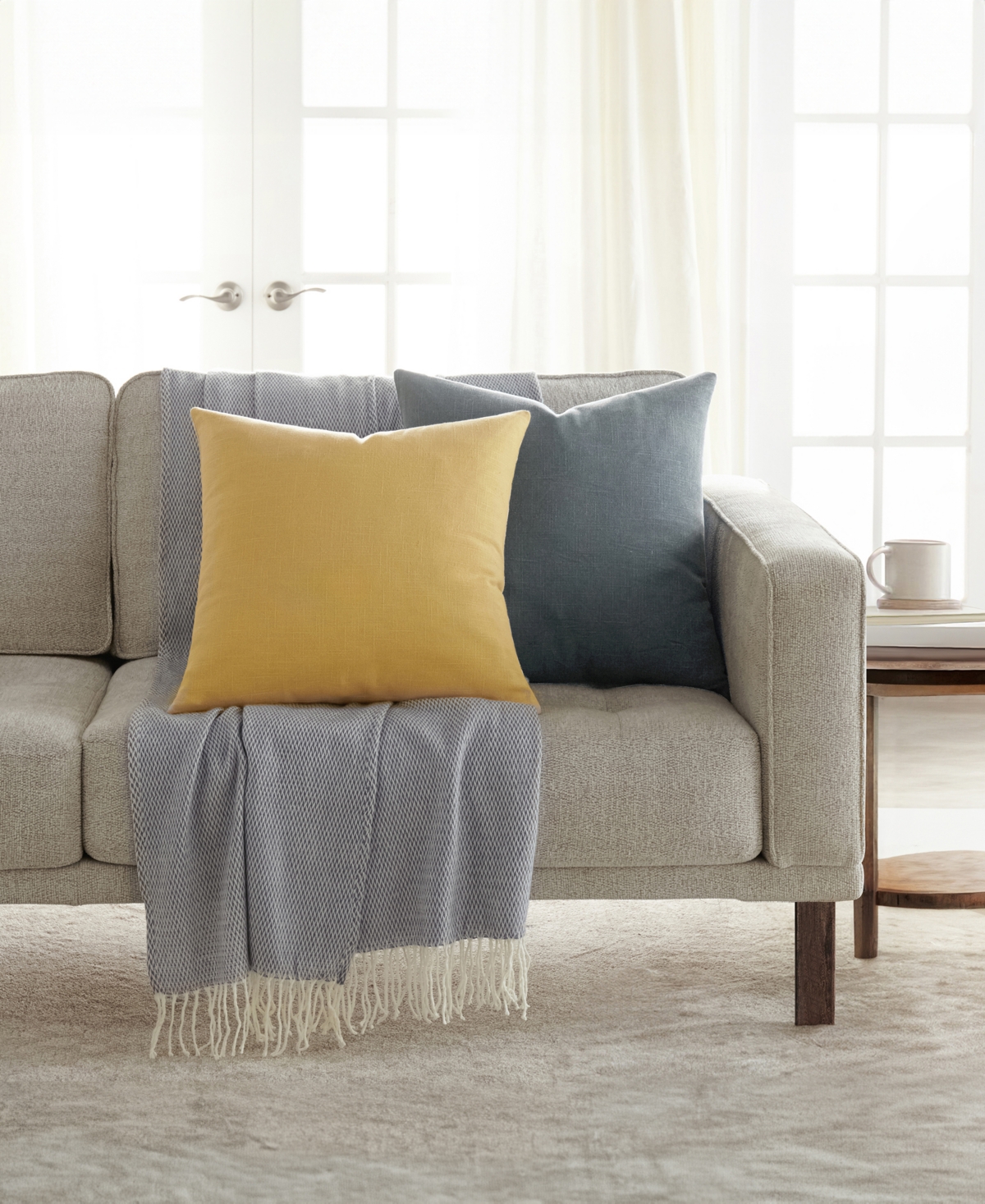 Ienjoy Home Slub Cotton Solid 2-pack Decor Pillows, 20" X 20" In Multi