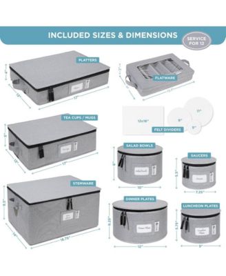 Hard Shell 8-Piece Set Moving Boxes for Dinnerware Service for 12 China Storage Containers