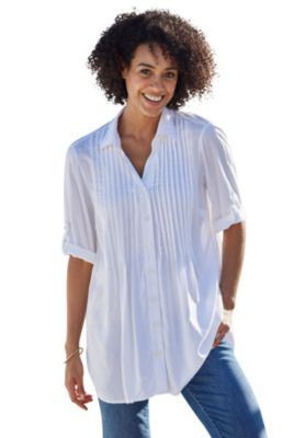 Plus Size Within Rayon Pintucked 7-Day Tunic Blouse