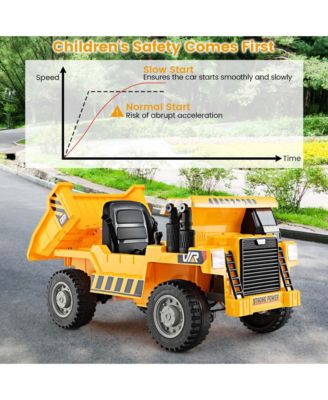 Kids Ride-On Dump Truck with Wireless Connection Music LED Lights Soft Start