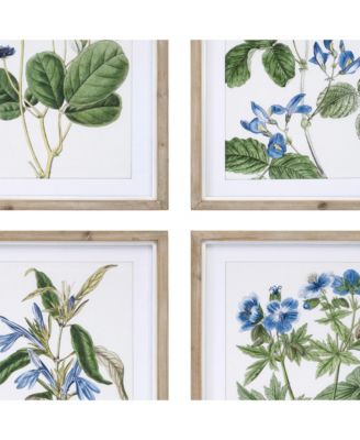 Framed Floral Art Print Stylish Botanical Wall Decor for Home (Set of 4)