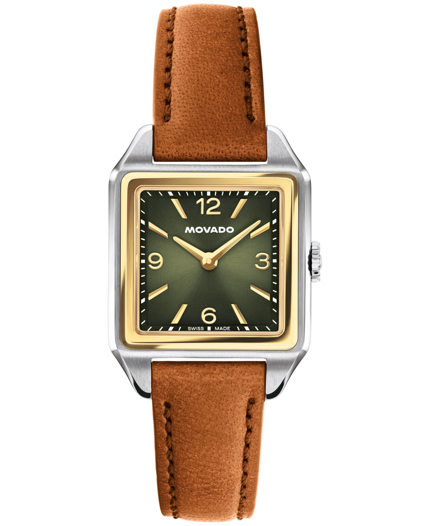 Женские часы Movado 1917 Swiss Quartz Cognac Leather Watch, 25 x 34.1mm — фото 1