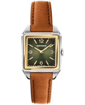 Movado Women's 1917 Swiss Quartz Cognac Leather Watch, 25 x 34.1mm