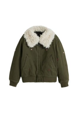 Girls's Fur collar bomber jacket