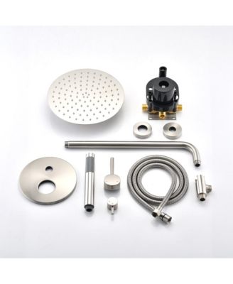 Wall Mounted Round Shower Combo Set with 10" Rain Shower Head and Handheld Shower Head Set with Pressure Balancing Valve, Silver