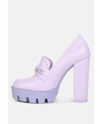 CORINNE Womens Chain Embellished Chunky Loafers