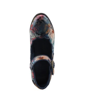 Women's Adodora-Prit Baroque Mary Janes with Velvet and Leather Upper, Scalloped Edges, Antique Buckle, Cushioned Insole, and Sculpted Heel
