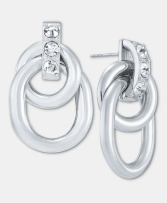 Pav&eacute; Linked Circle Drop Earrings