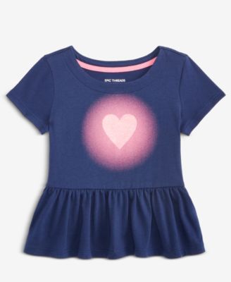 Epic Threads - Toddler Girls Glow Heart Peplum Top