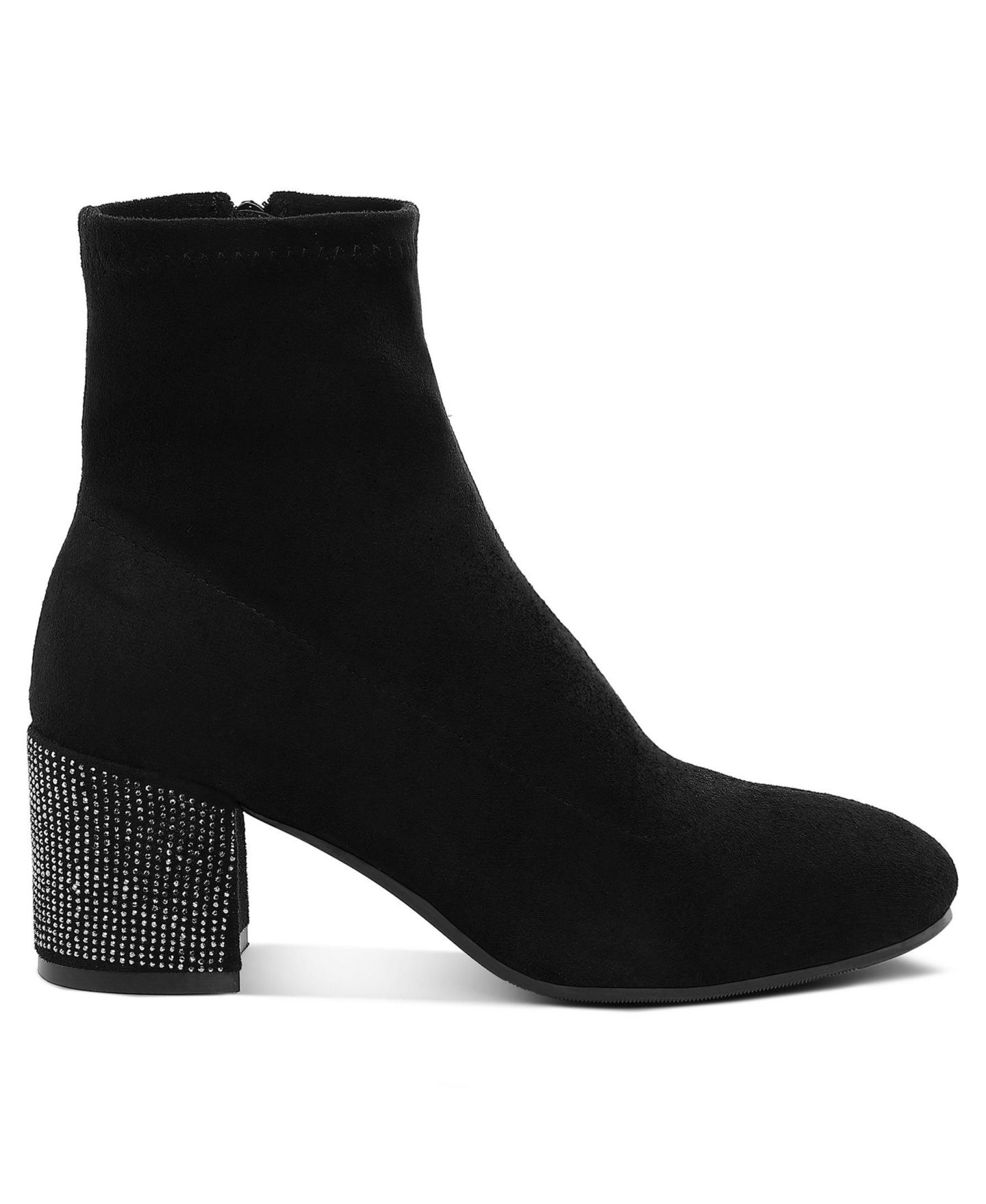 Женские ботинки Rag & Co Chena Rhinestones Embellished Block Heel, цвет: Чёрный — фото 6