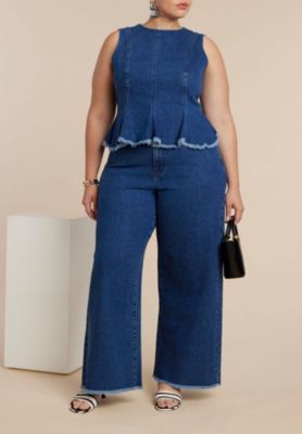 Women's Plus Size Denim Peplum Top