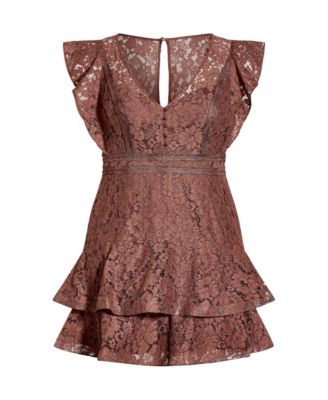 Plus Size Lace Frill Mini Dress
