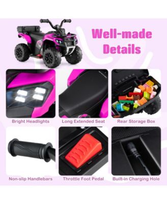 6V Kids Ride On ATV w/ Music & Spray Function USB Port Storage Box Toy Car