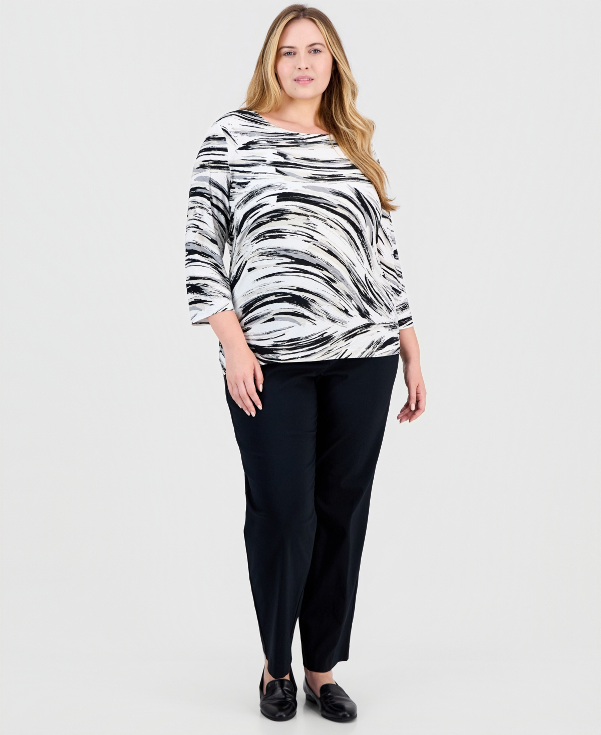 Jm Collection Plus Size Beth Scoop-Neck Top, Macy's Exclusive