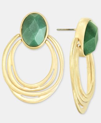 Style & Co - Stone Triple-Row Drop Hoop Earrings
