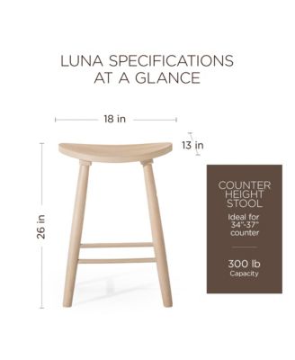 Luna Counter Stool in Light Oak Wood Finish, Set of 4