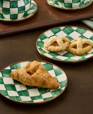 Emerald Check Appetizer Plates, Set of 4