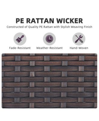 CubeEdge 2-Piece Wicker Outdoor Ottoman Patio Rattan Footrest Seat Steel Frame Foostool with Removable Olefin Cushions