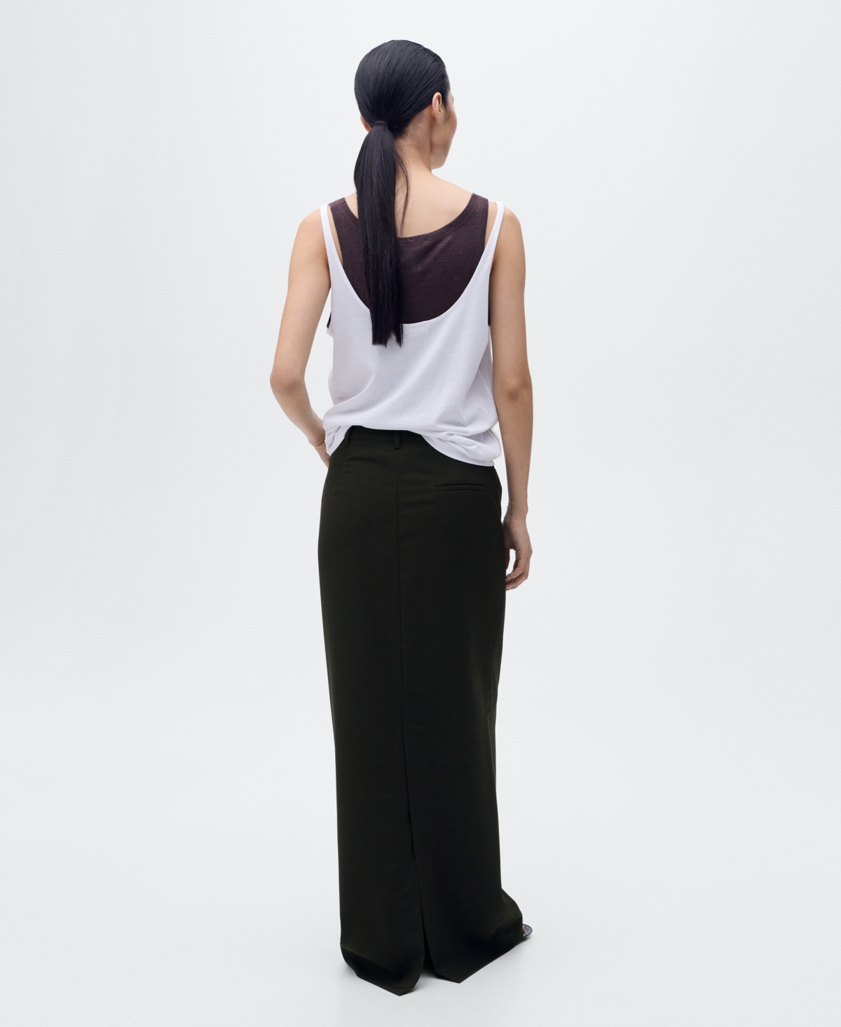 Mango High Waist Pencil Skirt In Black