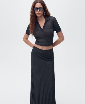 Women's Lurex Knitted Pleated Skirt