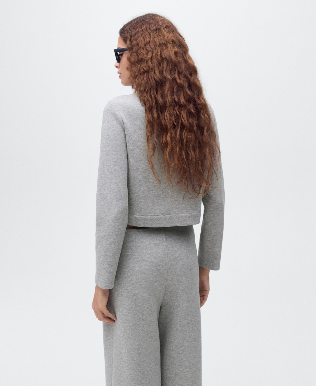 Mango Cotton Blend Crop Utility Jacket In Gray