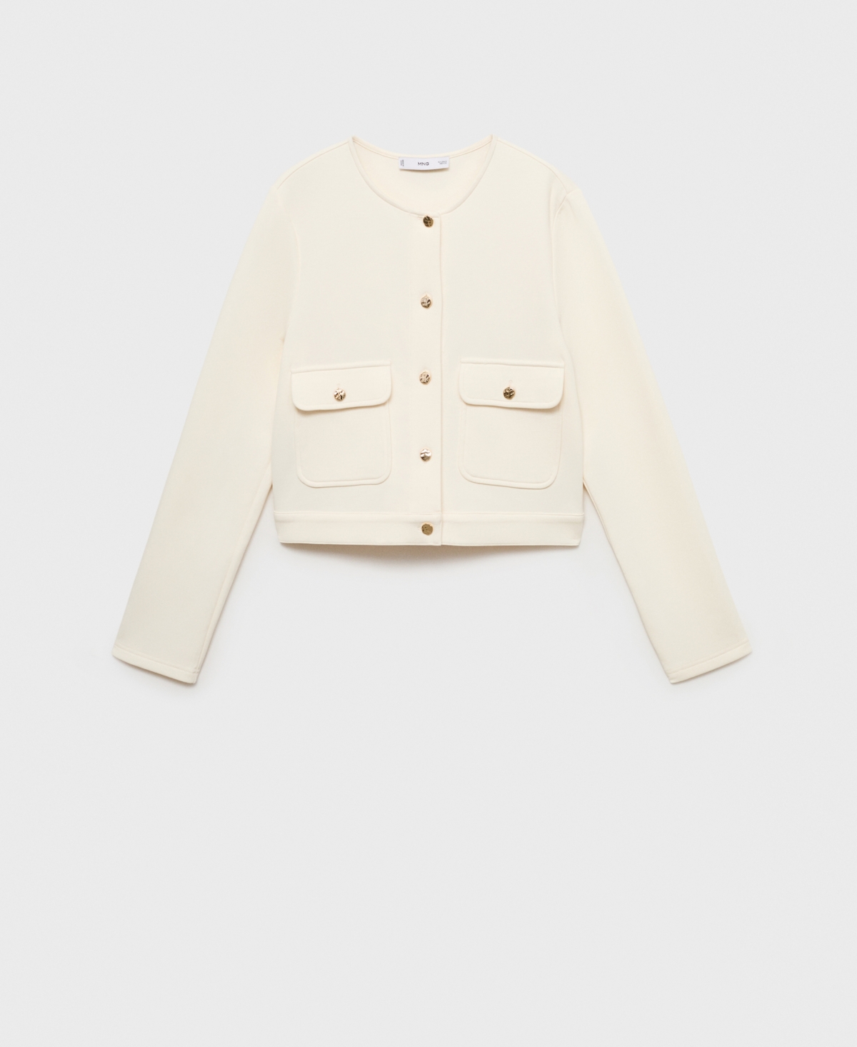 Mango Cotton Blend Crop Utility Jacket In Neutral
