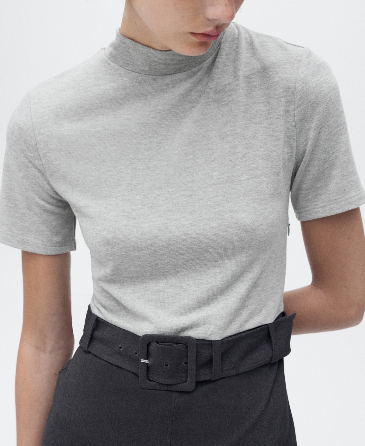 Mango Belted Minidress In Gray