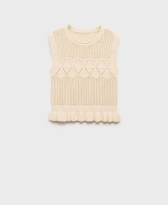 Women's Ruffled Openwork Knit Sweater Vest