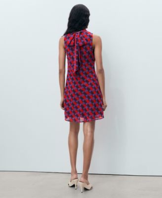 Women's Bow Detail Printed Dress