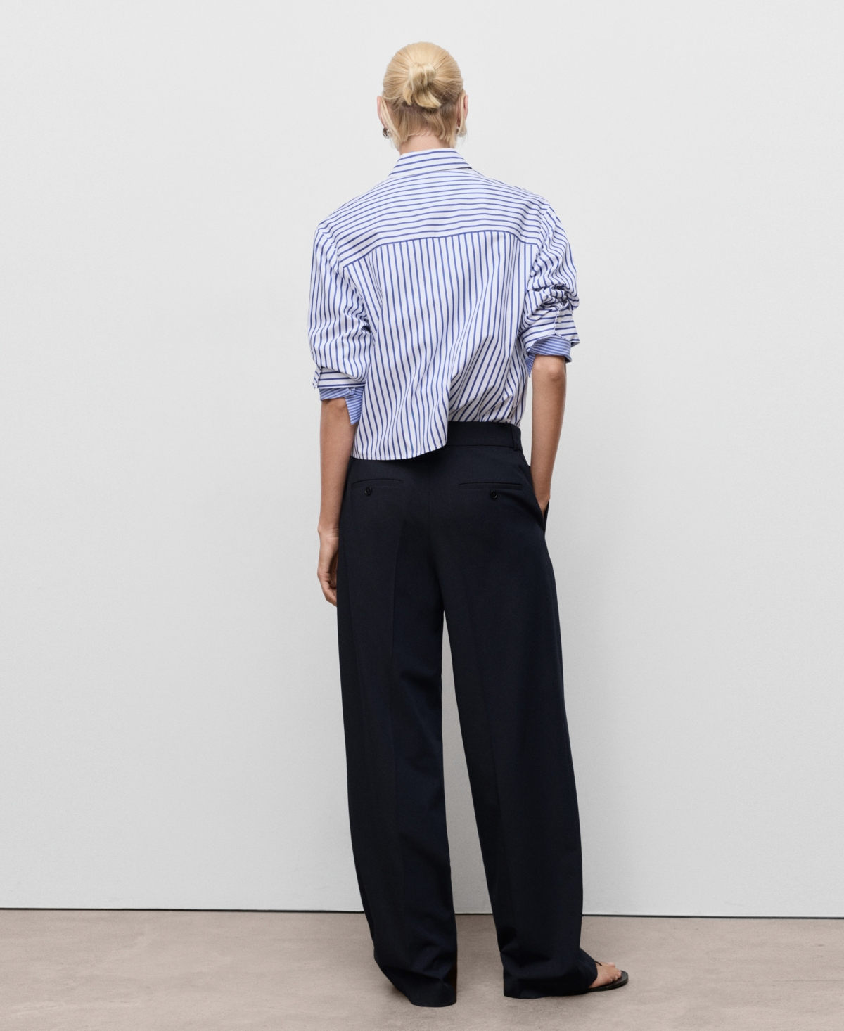 Mango Pleated Wide Leg Pants In Black