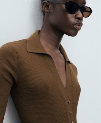 Women's Ribbed Polo Neck Sweater