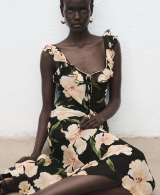 Women's Ruffle Detail Floral-Print Dress