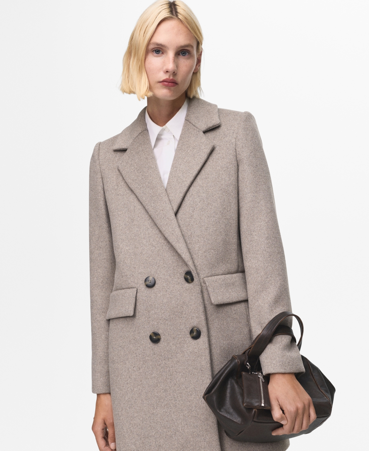 Mango Women's Double-breasted Wool Coat In Brown