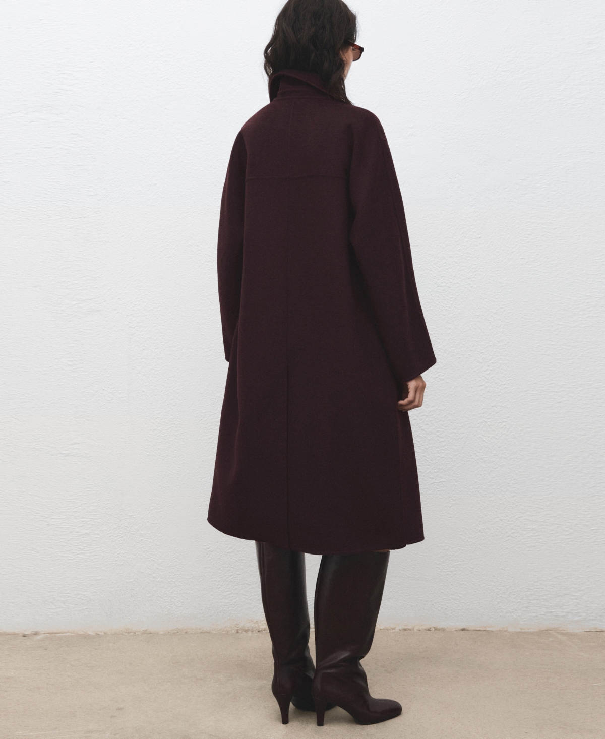 Mango Manteau Laine Fait Main Oversize Lie De Vin - Femme - Xxs -  In Burgundy