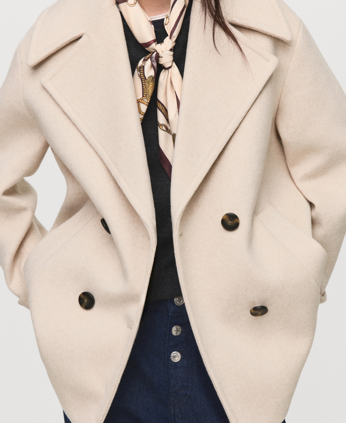 Mango Women's Double-breasted Wool Blend Coat In Neutral