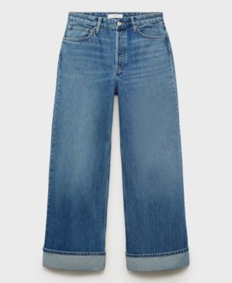 Women's Turn-Up Hem Wide-Leg Jeans