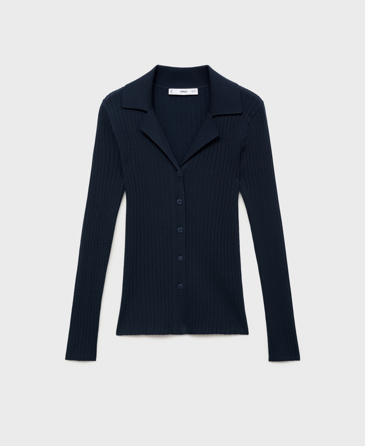 Mango Rib Button-up Cardigan In Blue