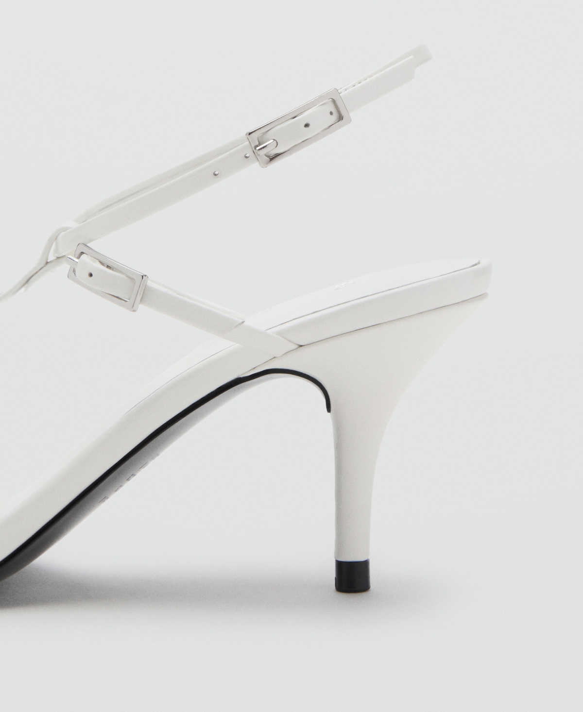 Mango Women's Buckles Leather Heeled Sandals In White
