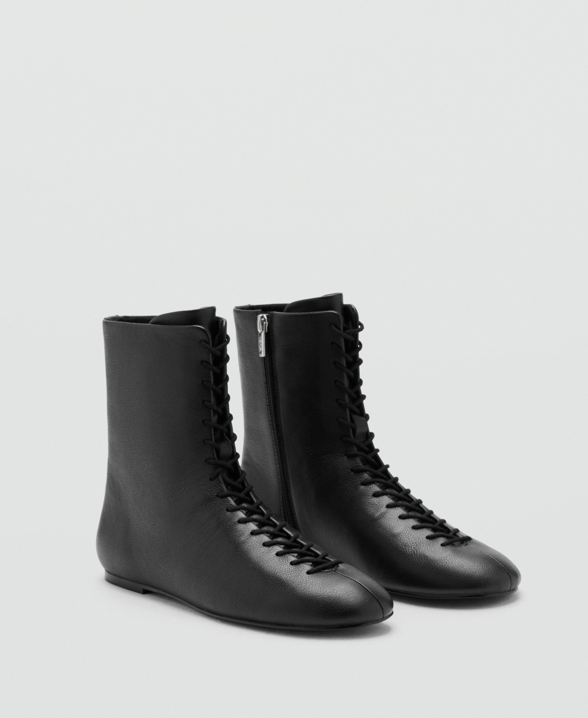 Mango Lace Up Bootie In Black