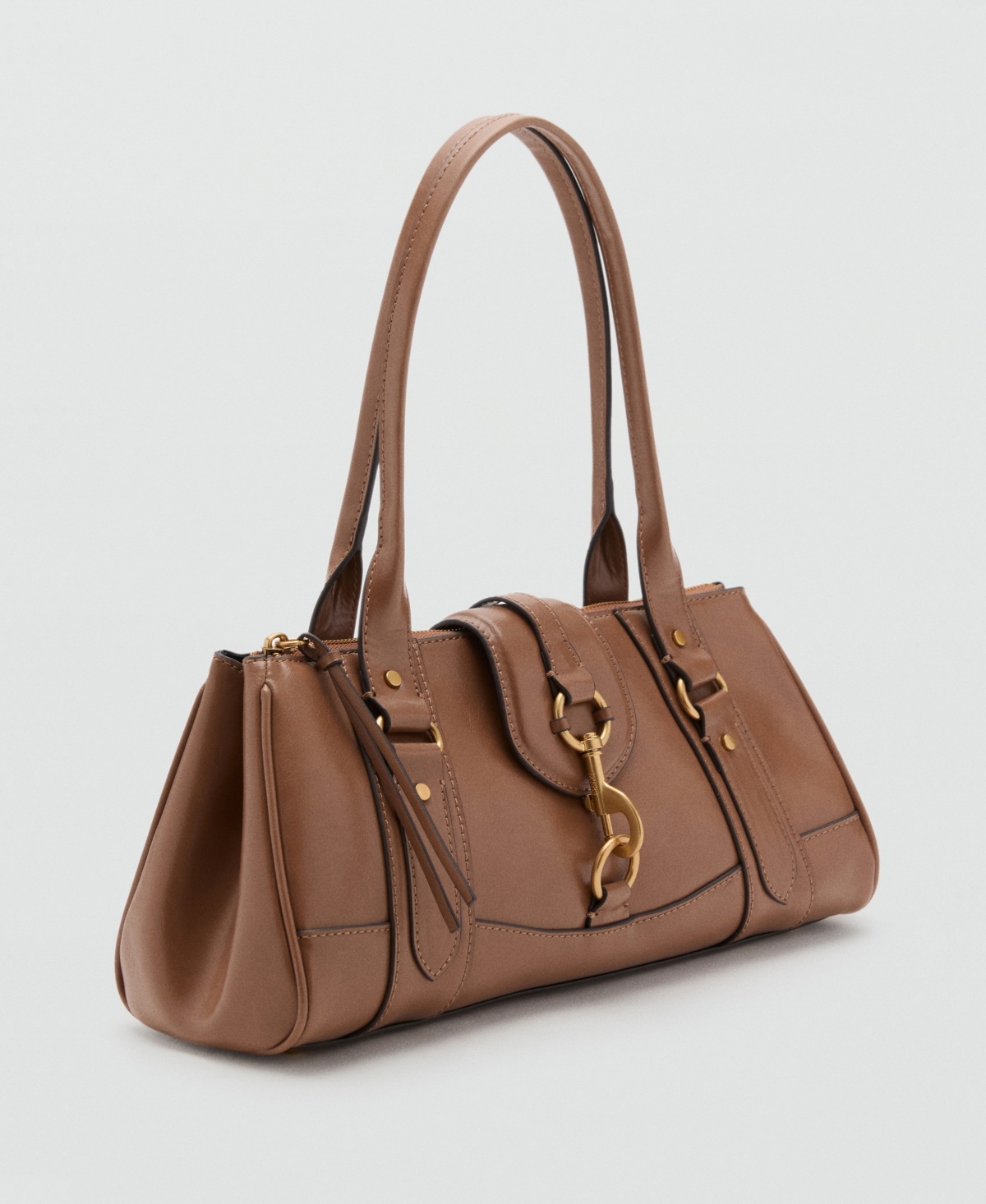Mango Women's Snap Hook Medium Shoulder Bag In Brown