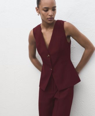 MANGO - Women's Long Suit-Style Jumpsuit