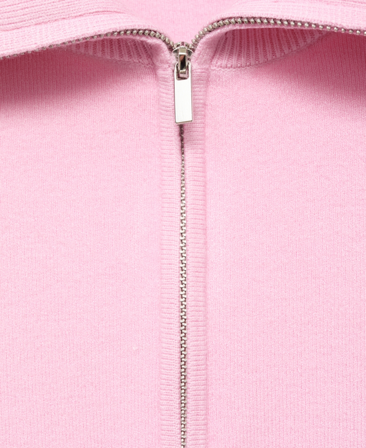 Mango Women's Zip Collar Knitted Sweater In Pink