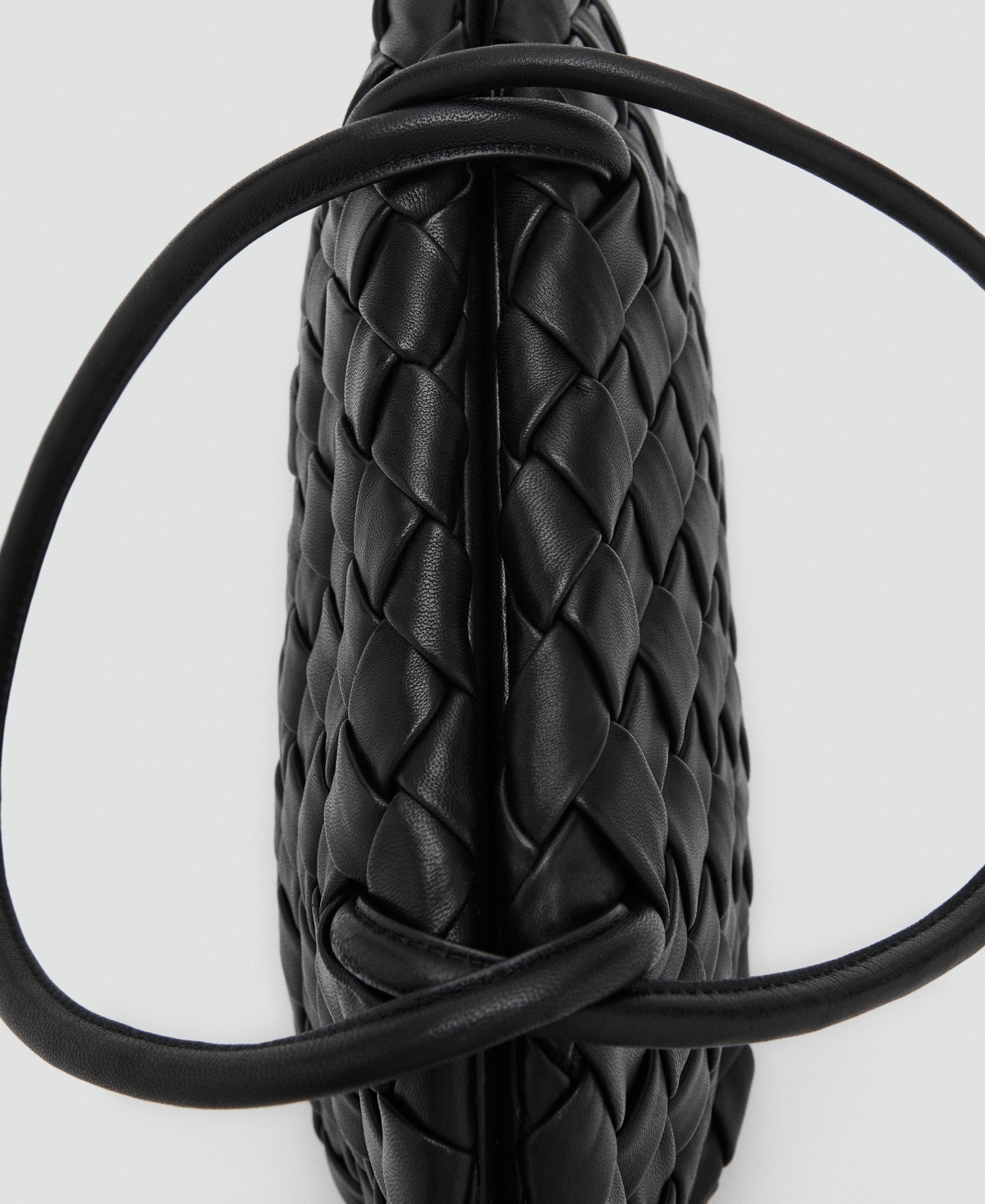 Mango Women's Braided Leather Shoulder Bag In Black
