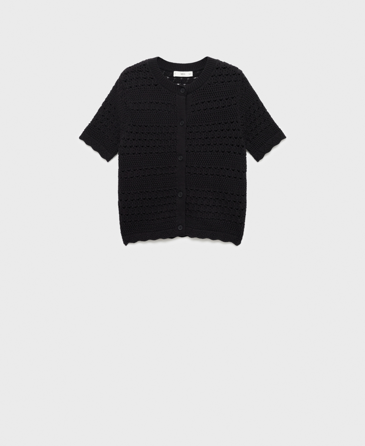 Mango Women's Short-sleeved Crochet Cardigan In Black