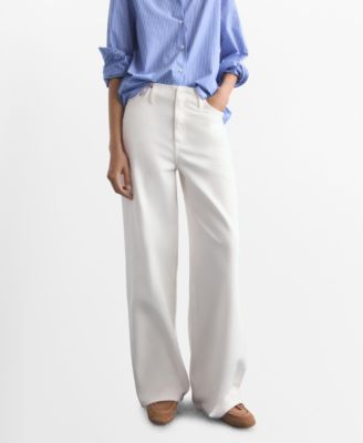 MANGO - Women's Low-Rise Wide-Leg Jeans