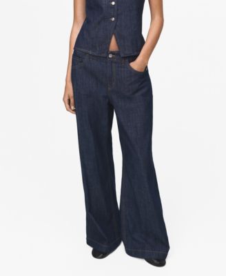 MANGO - Women's Wide Leg Mid-Rise Jeans